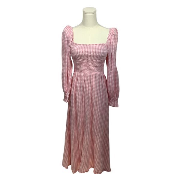 New Look Pink & White Checkered Maxi Dress - Picture 1 of 4